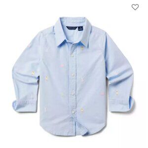 NEW w/ tags- Janie & Jack - The Embroidered Oxford Shirt- Colombo Blue Bunny, 2T